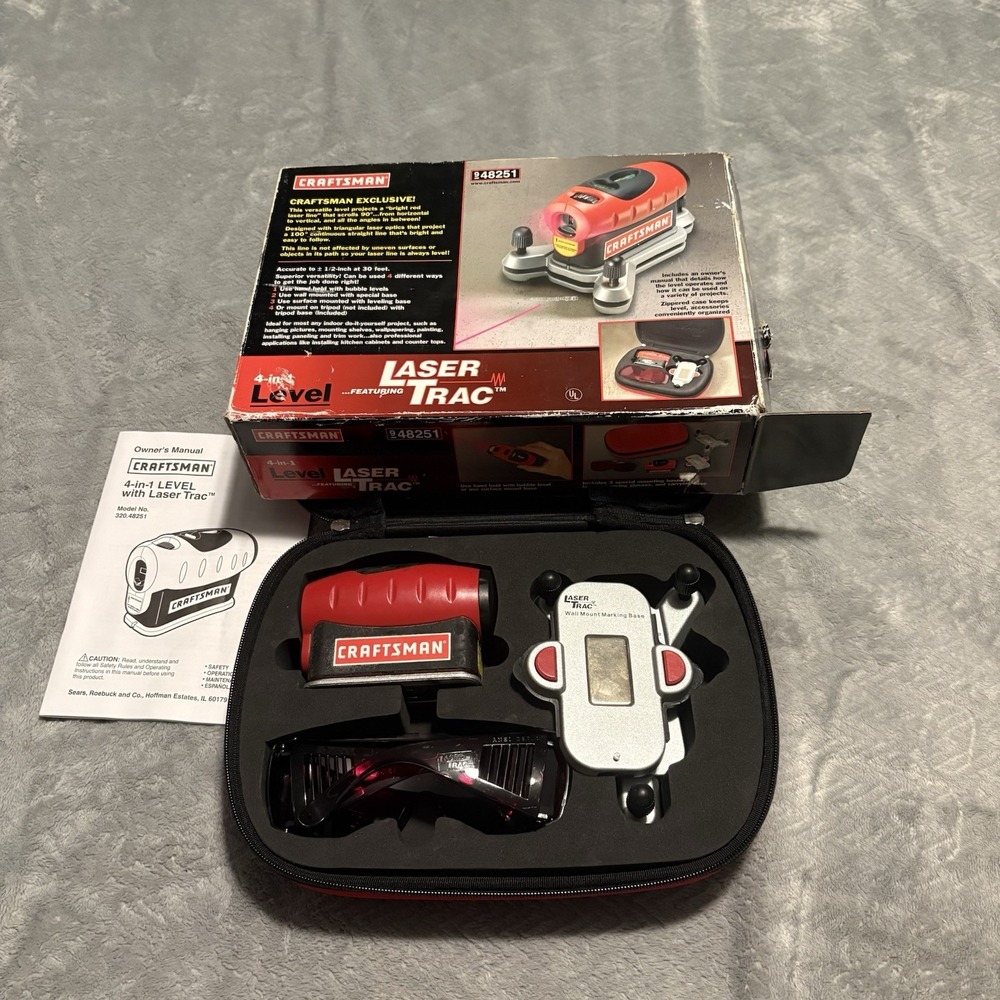 Craftsman 4-in-1 Level With Laser Trac Model 48247 w/ Zippered Case